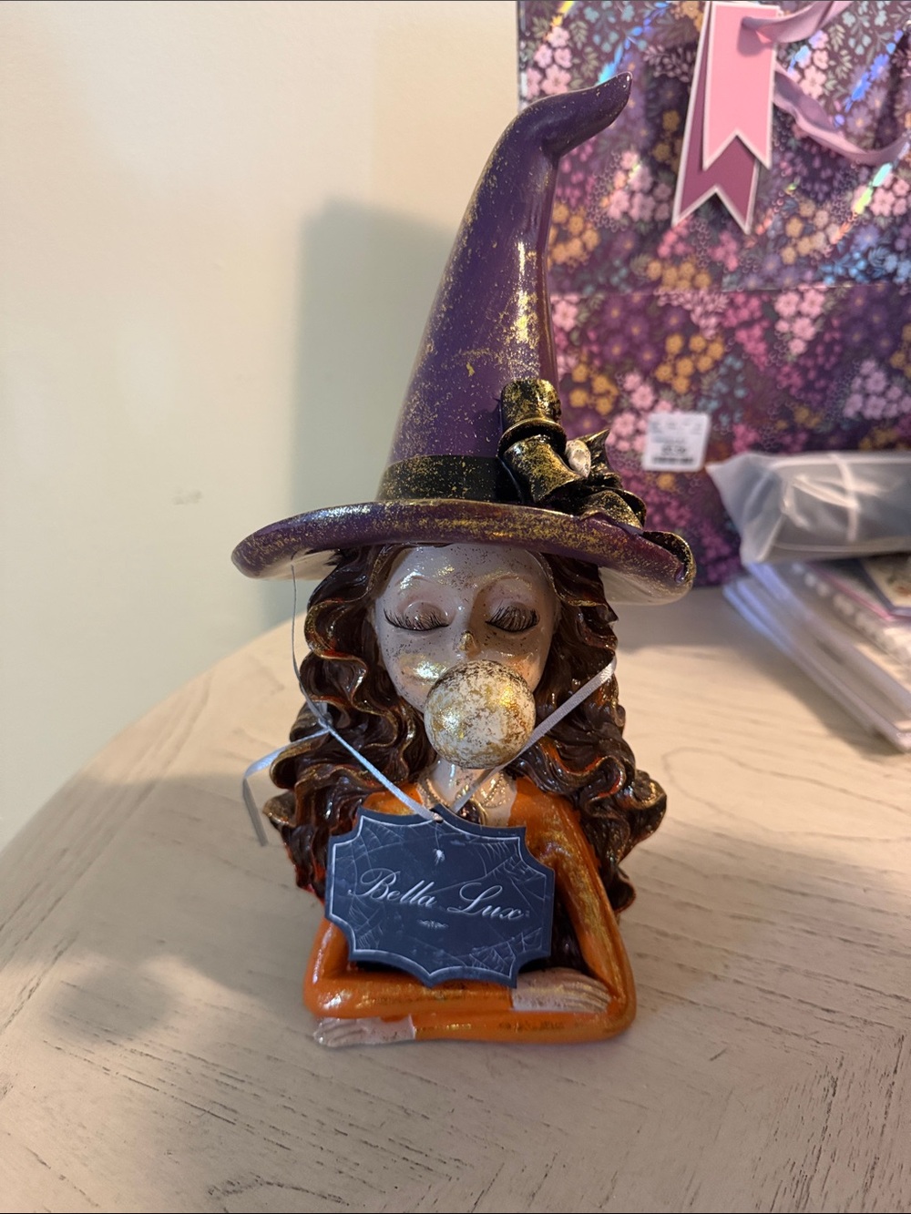 Bella Luxx Purple and Orange Witch Bust Decor